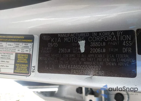 2016 Kia Forte Lx z USA, uszkodzony, nr VIN KNAFK4A60G5520207